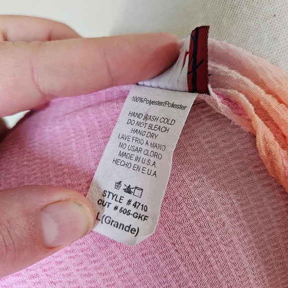 Vintage Y2K Wild Cat Ombre Ruched V Neck Cap Sleeve Lettuce Hem Top Womens L - Picture 8 of 8